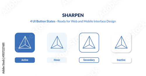 sharpen 4-state UI button. Outline icon kit from miscellaneous collection. Thin linear sharpen, office, school editable vector. Minimal sharpen sign for web and mobile interface