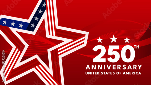 250th anniversary of the united states of america, celebratory red background with star design