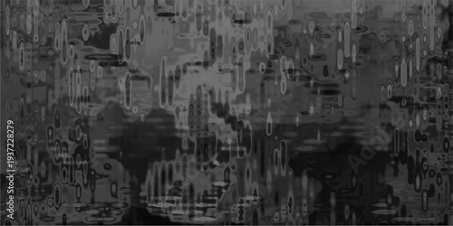 Monochromatic abstract textured background with distorted vertical streaks and oval shapes resembling rain on glass or distorted reflections in grayscale