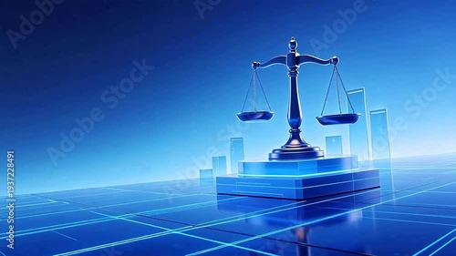 Balance scale on digital platform