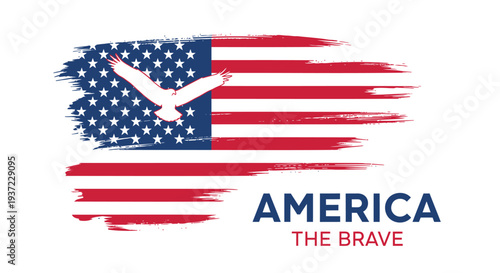 Vector American flag with eagle and patriotic text