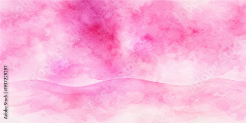A soft abstract pink background with bubbles features a textured purple and red paint design on grunge paper and silk fabric for a light watercolor wallpaper illustration