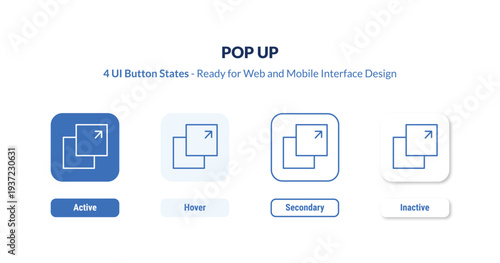 pop up 4-state UI button. Outline icon kit from marketing collection. Thin linear pop up, business, up editable vector. Minimal pop up sign for web and mobile interface