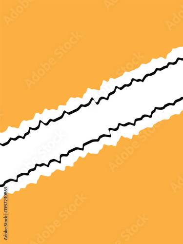 Torn paper edges with jagged black lines on orange and