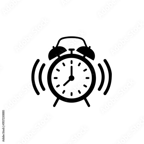 Illustration of a classic black alarm clock design