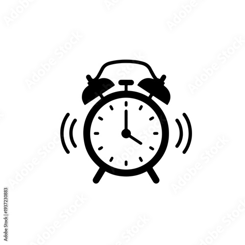 Vector set of alarm clock silhouette icons isolated on white background.