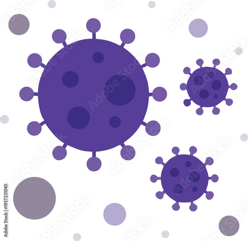 Virus cells and spheres floating in air  illustration of microscopic particles  health and medical concept