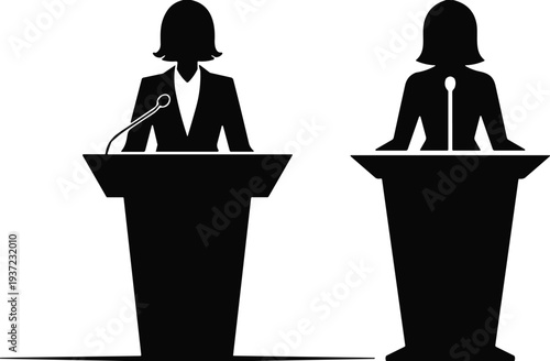 Woman, Speaker, Podium, Speech, Presentation, Conference, Leadership, Business, Politics, Silhouette, Microphone, Public,