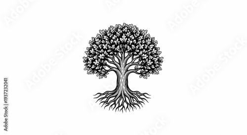 Black and White Illustration of Tree.
