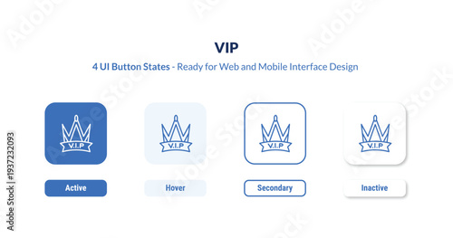 vip 4-state UI button. Outline icon kit from luxury collection. Thin linear vip, business, star editable vector. Minimal vip sign for web and mobile interface