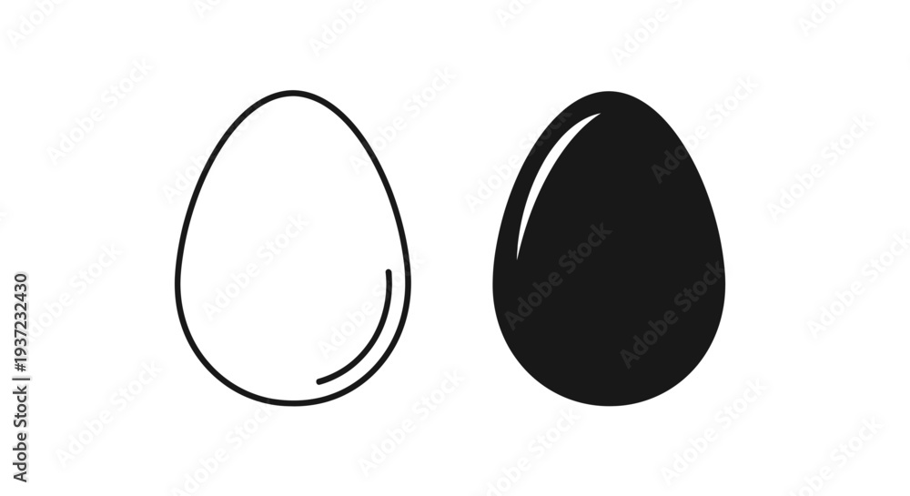 Fototapeta premium Minimalist flat vector illustration of egg icons displayed side by side.