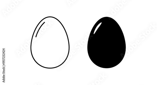 Minimalist flat vector illustration of egg icons displayed side by side.