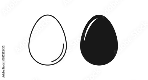 Minimalist flat vector illustration of egg icons displayed side by side.