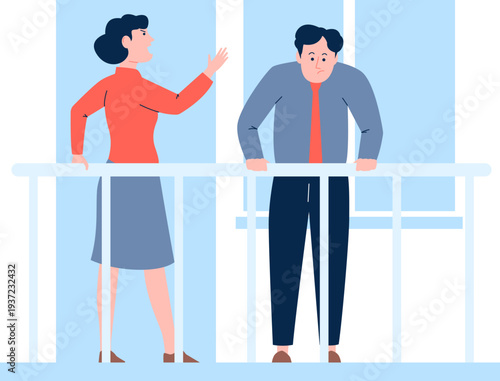 Woman angry yell at man. Bad relationship color icon