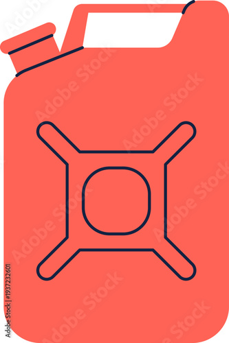 Red jerrycan icon. Fuel metal canister drawing