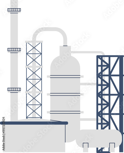 Chemical refinery plant color icon. Industrial building