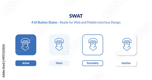 swat 4-state UI button. Outline icon kit from law and justice collection. Thin linear swat, weapon, military editable vector. Minimal swat sign for web and mobile interface
