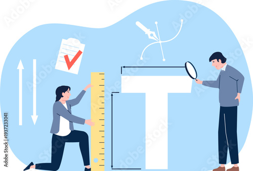 Brand typography development. Designer create font guideline