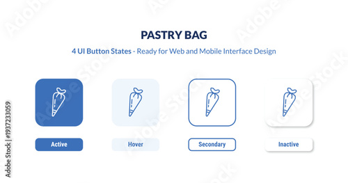 mug 4-state UI button. Outline icon kit from kitchen collection. Thin linear mug, restaurant, drink editable vector. Minimal mug sign for web and mobile interface