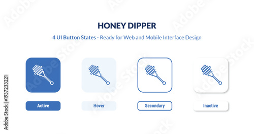 garlic press 4-state UI button. Outline icon kit from kitchen collection. Thin linear garlic press, kitchen, cooking editable vector. Minimal garlic press sign for web and mobile interface