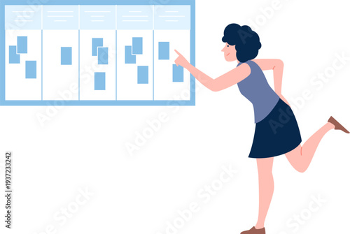 Woman show project management plan color icon