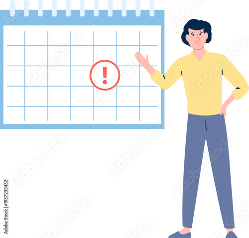 Woman show appointment date in calendar. Event reminder