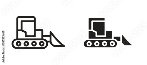 Bulldozer icon vector design template and illustration EPS10.