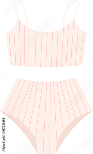 High waist swimsuit cartoon icon. Striped clothing
