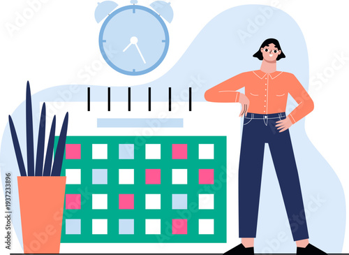 Calendar organization. Planning agenda process color icon