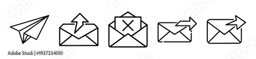 Simple vector illustration of various email icons including sending and receiving messages on transparent background. on transparent background