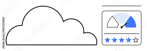 Cloud storage. Cloud storage with performance metrics and user rating system for efficient data management. Cloud storage optimizing digital workflow and feedback. Perfect for technology, cloud