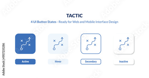 tactic 4-state UI button. Outline icon kit from business collection. Thin linear tactic, tactics, strategy editable vector. Minimal tactic sign for web and mobile interface