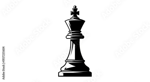 Elegant black chess king piece isolated on white background, strategic game concept.