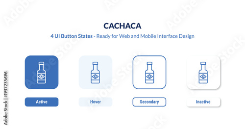 cachaca 4-state UI button. Outline icon kit from brazilia collection. Thin linear cachaca, brazilia, brazil editable vector. Minimal cachaca sign for web and mobile interface