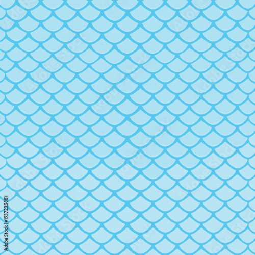 Seamless fish scale pattern vector with soft light blue mermaid scales. Decorative repeating texture inspired by ocean and reptile scales, for textile prints, wallpaper, packaging, kids design.
