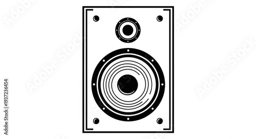 Detailed illustration of a speaker, showcasing its design and components, isolated on white.
