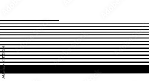 Lines black horizontal set with varying thicknesses and lengths featuring stripes, bars, graphic with design and