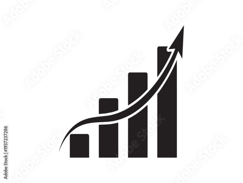 A black and white graph icon showing an upward trend with a rising arrow