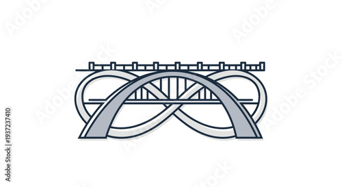 Abstract Bridge Design Depicting Infinity Symbol With Elevated Train Tracks