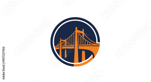 Abstract Bridge Icon Design with Circular Frame Perfect for Branding and Logo Creation