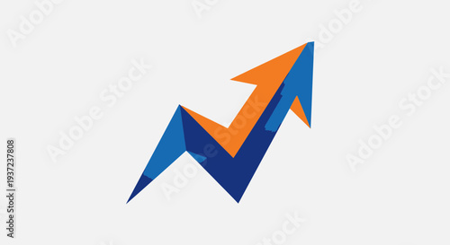 Abstract Arrow Illustrating Growth, Progress, and Business Success on White Background