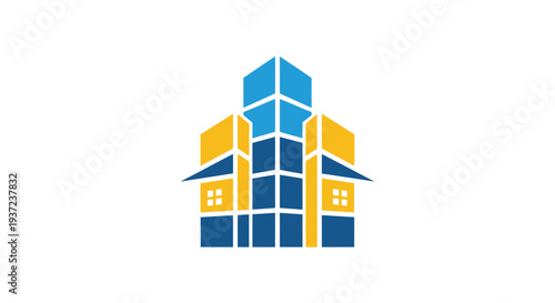 Abstract Geometric Architectural Icon Representing Modern Real Estate Development