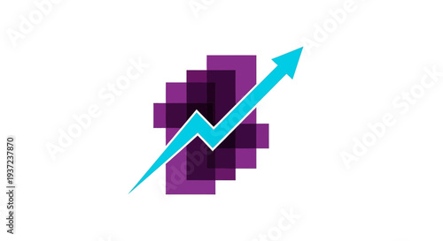 Abstract Geometric Arrow Ascending Depicting Progress, Growth, and Success on White