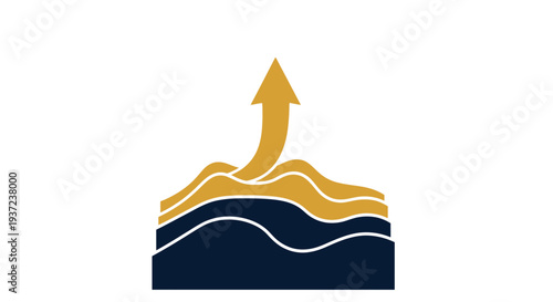 Abstract Arrow Rising From Wavy Lines Representing Growth and Success in Business
