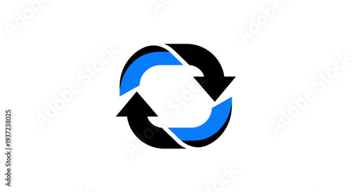 Abstract Circular Arrow Design Illustrating Repetition and Regeneration Concepts