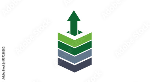 Abstract Arrow Rising Through Color Tiers Representing Growth And Success Symbolically