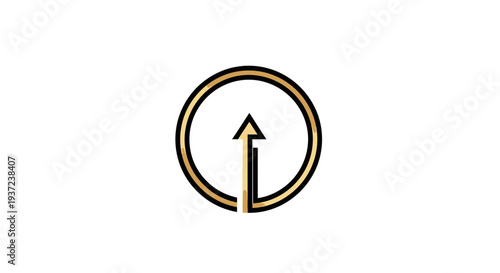 Abstract Arrow Symbol Inside Golden Circle Representing Progress And Growth