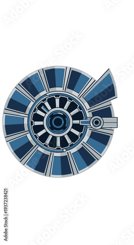 Abstract Geometric Blue and Silver Circular Design Element for Modern Technology and Innovation