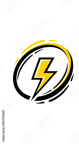 Abstract Energy Symbol Displaying Power, Quickness, and Dynamic Impact Within an Oval Frame