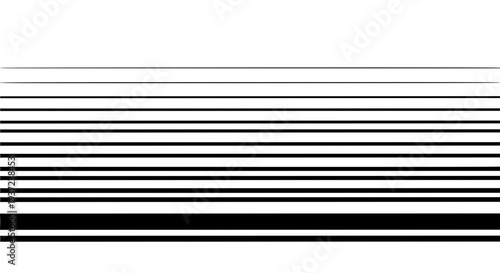 Lines black horizontal gradient with increasing thickness from top to bottom, simple geometric pattern, clean design,